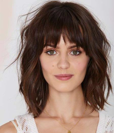 Tousled bob with jagged fringes different long bob with bangs