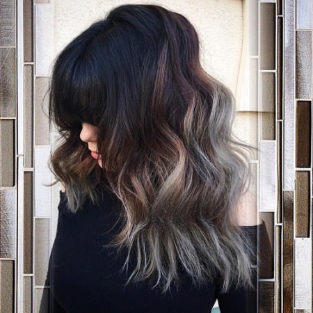 black, ash brown and silver ash blonde and silver ombre