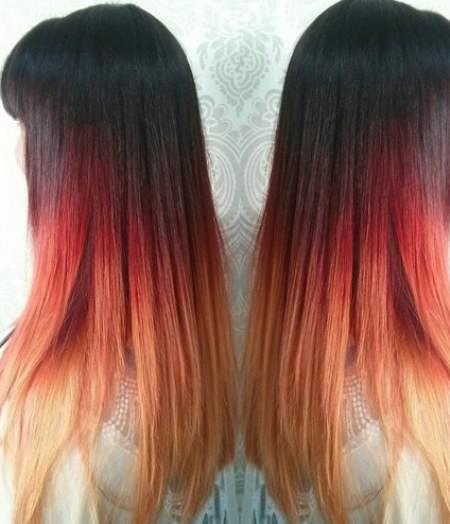 black red blonde stylish ombre straight hair
