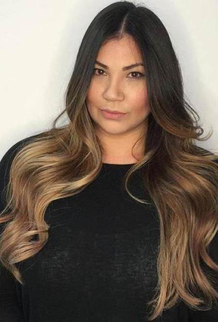 black to brown ombre hair layered haircut with bangs