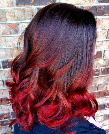 black to red ombre hair