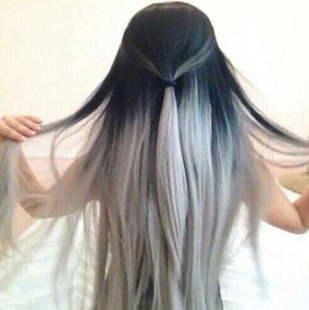 black to silver ash blonde and silver ombre