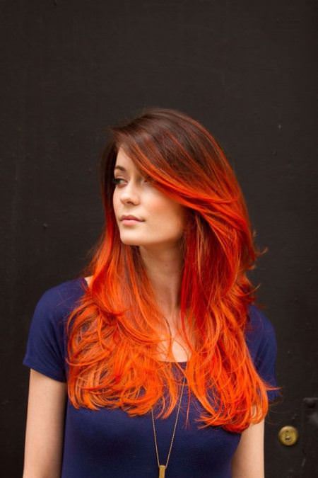 blood red orange hair red ombre hair