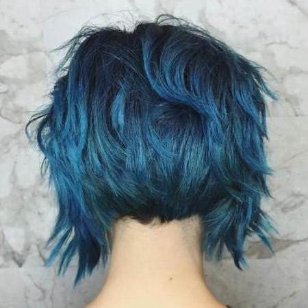 blue short shag hairstyles