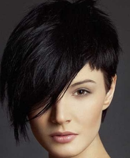 bold black and bold asymmetrical cut short spiky haircuts for women