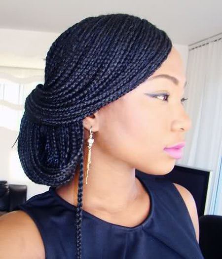 braided side bun braids for black women