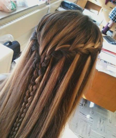 braided waterfall headband hairstyles for straight hair