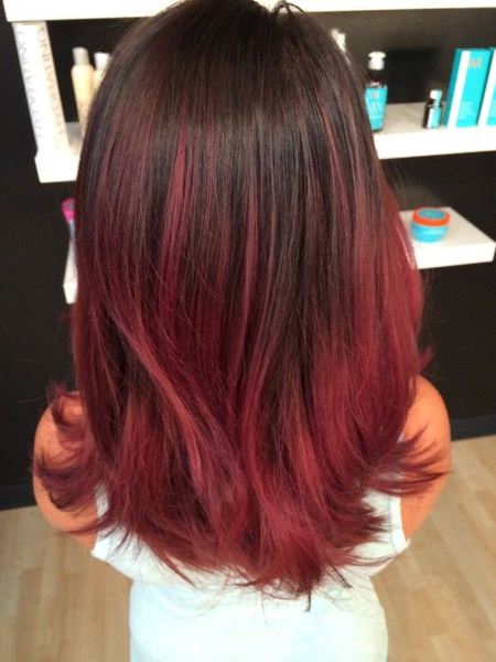 brown to red balayage red ombre hair