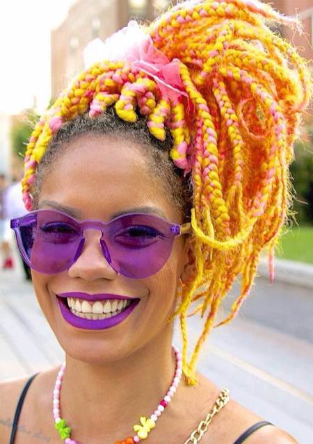 candy colored updo box braids updos hairstyles