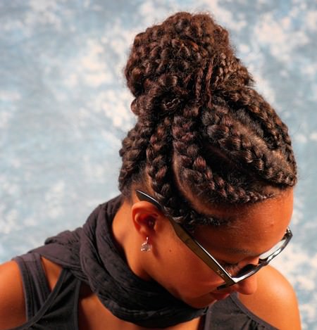 cornrows with braided bun braids for black women