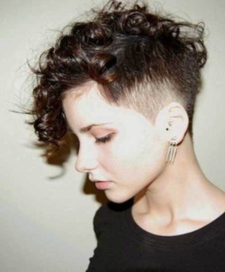 curly pixie with shaved side wavy pixie cuts