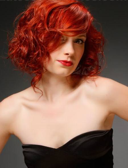 dazzling modern red curly bob hairstyle