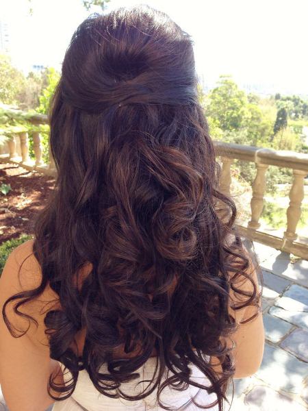 half Up long curly hairstyles