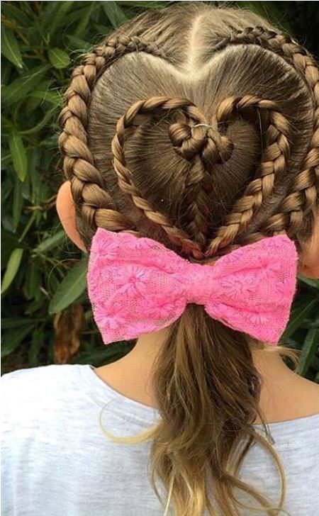 heart braid and ponytail hairstyles for little girls