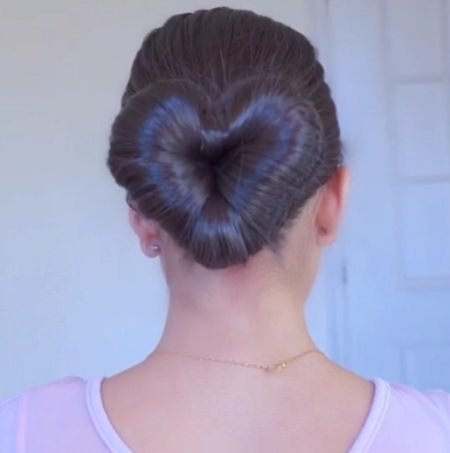 heart shaped bun valentines day hairstyles