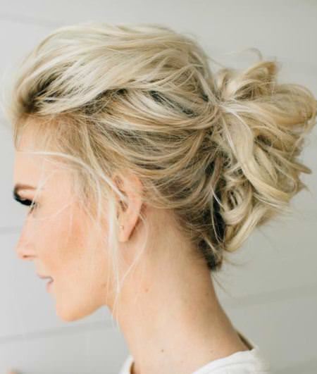 highlighted with messy loops updos for thin hair