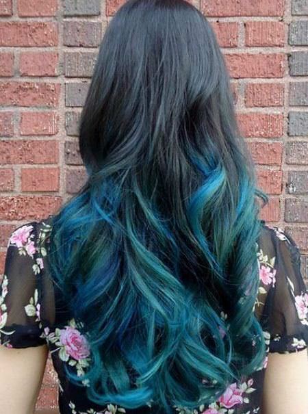 into the blue stylish ombre straight hair