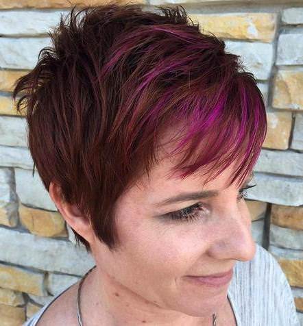 layered brown purple pixie colorful pixie cuts
