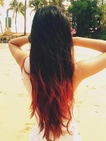 long and bright ombre hair color