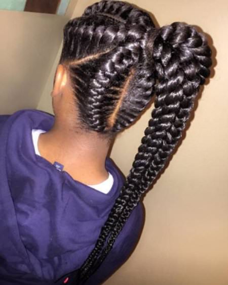 ong braided black ponytail hairstyles
