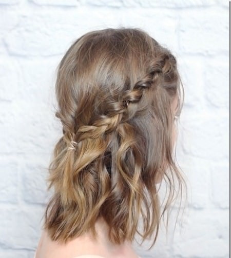 messy crown braid prom hairstyles for short hair