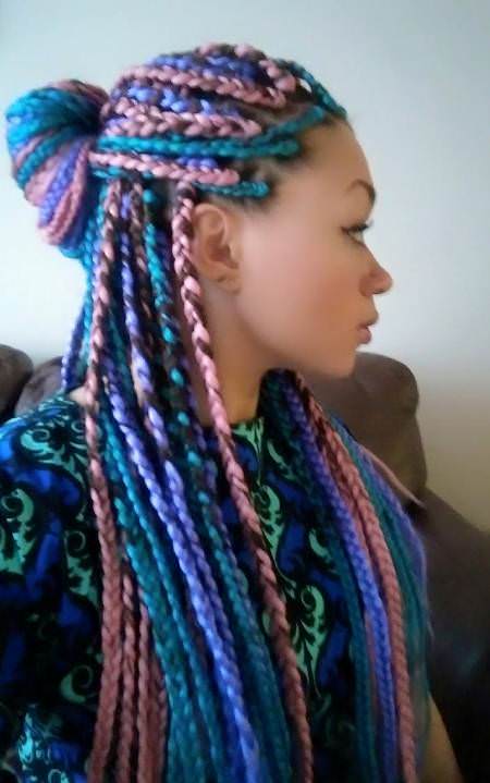 multi colored box braids for black women