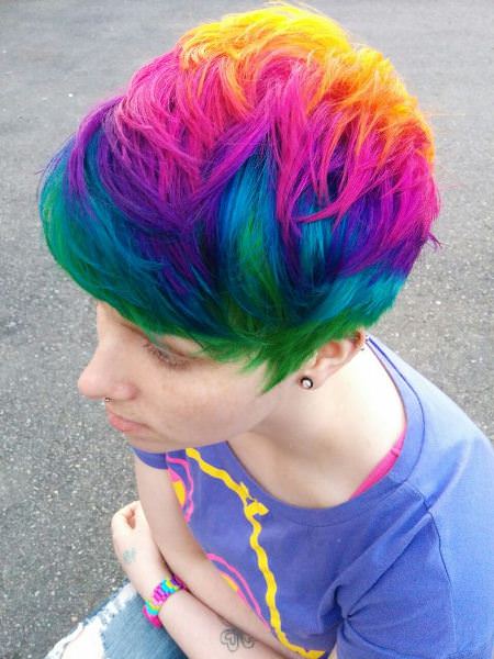 multi-colored short wavy hairstyles for girls