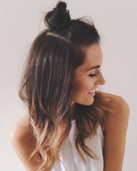 pretty messy top knot hairstyles for long hair