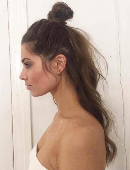 pretty messy top knot hairstyles for long thin hair