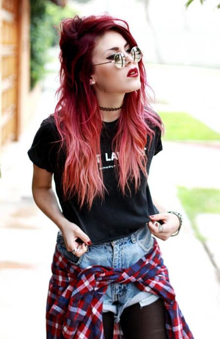 red and pink red ombre hair
