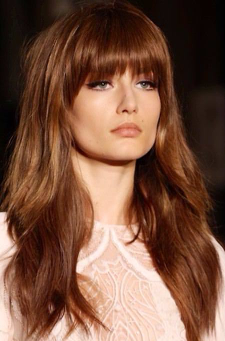 sexy long brown hair with full fringe long brown hairstyles