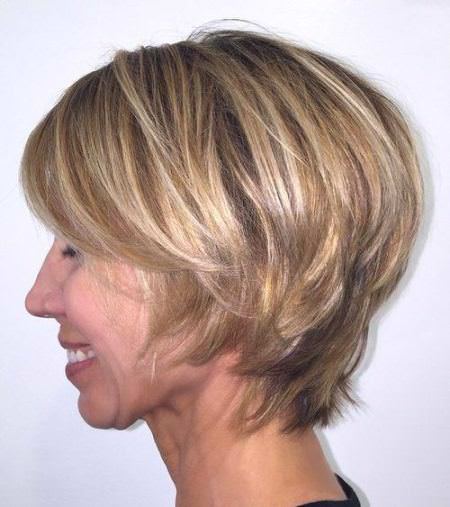 short layered with highlights hairstyles for older women