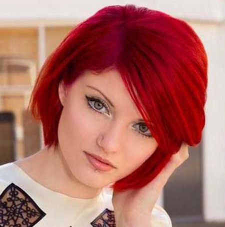 side parted colored short shag hairstyles