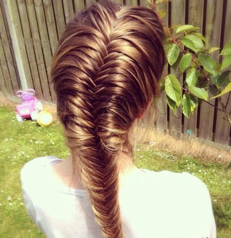 sleek fishtail braid long brown hairstyles