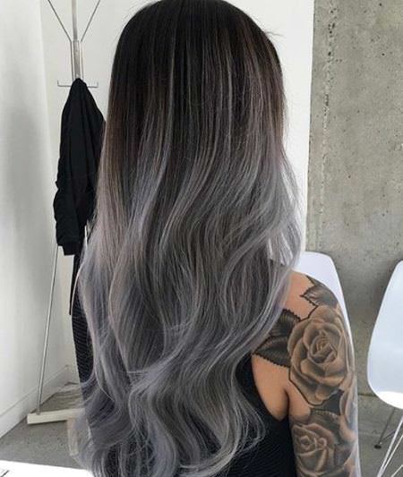 smoke and silver ombre hair color