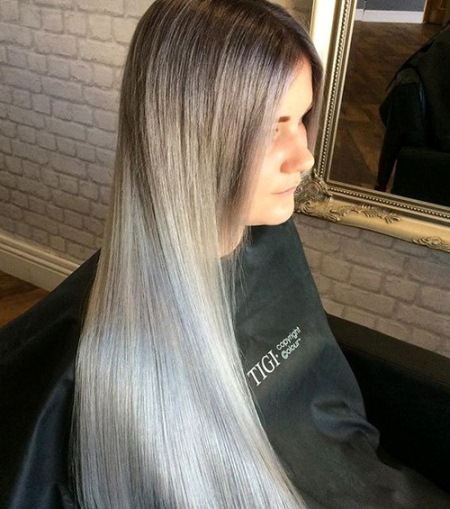 smooth brown to silver ombre ash blonde and silver ombre