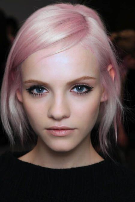 straight platinum and pink short straight hairstyles