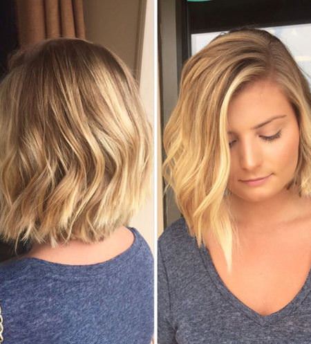 textured shoulder length bob short hairstyles for round faces