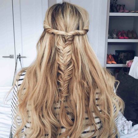 twisted fishtail half up hairstyles for wedding guests