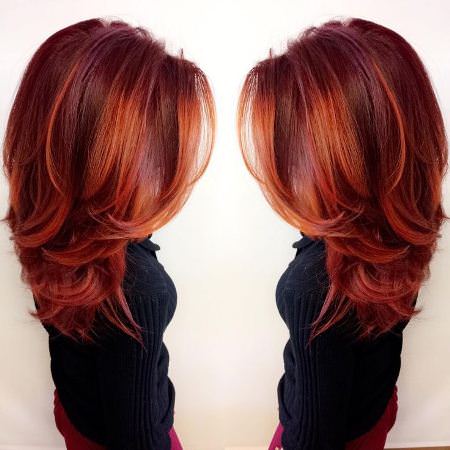 vibrant red color melt red ombre hair