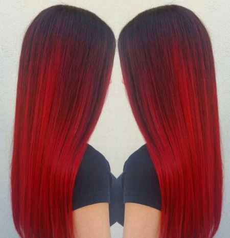 vibrant red ombre hair