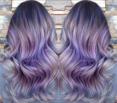 violet and silver balayage ash blonde and silver ombre