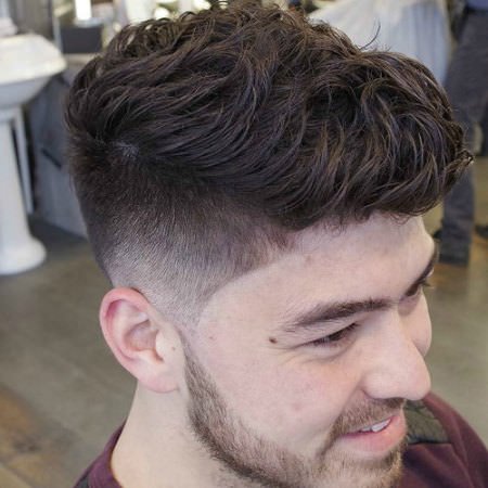 wavy pomp and fade short hairstyles for men
