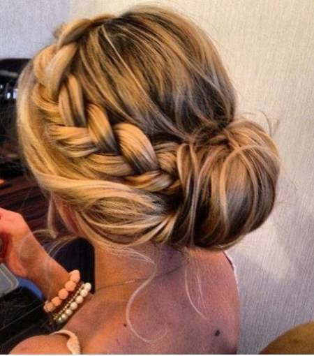 Bun with braid hairstyles for prom