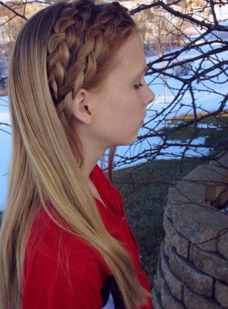 Double crown braid for teen braid school hairstyles