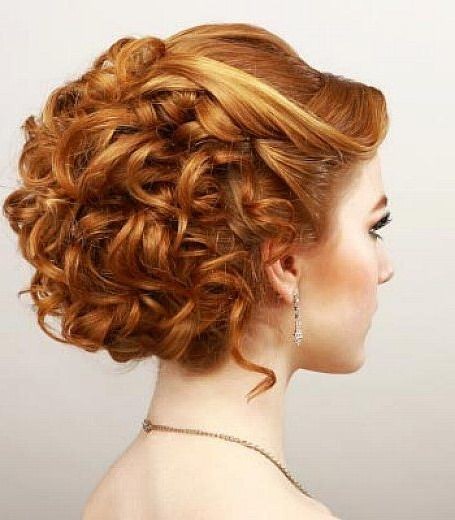 Elegant curled updo messy bun hairstyles for prom