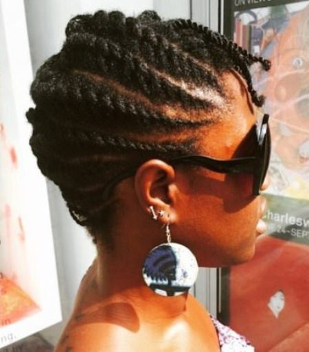 Flat twist with bangs hairstyles for natural hair