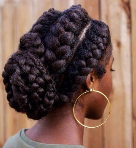 Ghana braid bun black braided hairstyles