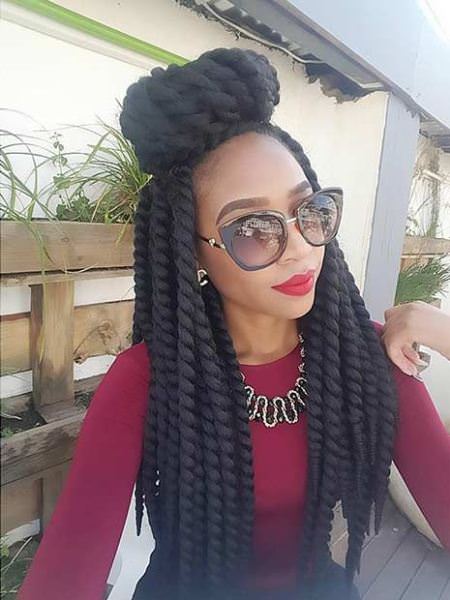 Half up twist with bun hairstyles for natural hair