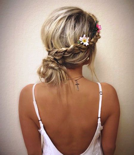 Messy braided low bun updos for curly hair
